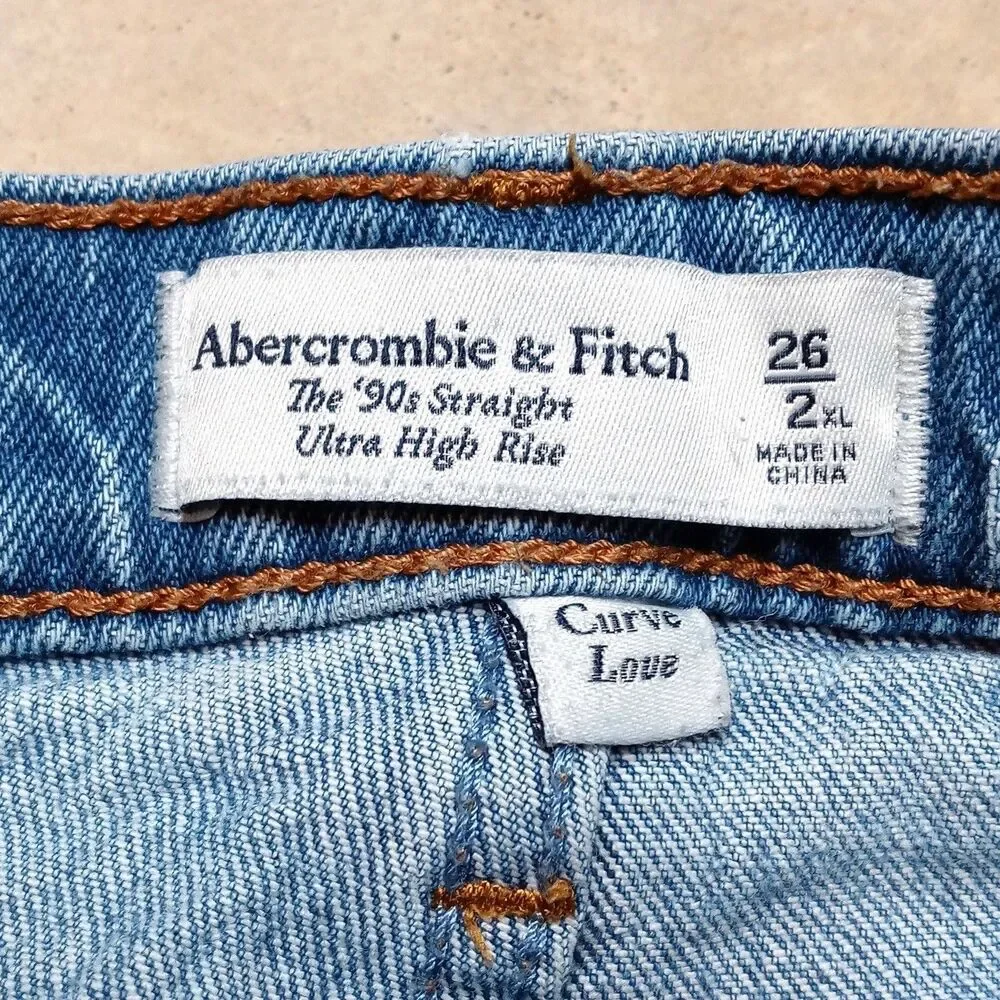 Abercrombie & Fitch Jeans Sz 26 / 2 Long 90s Relaxed High Rise Curve Love - Picture 6 of 10